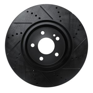 Mercedes-Benz GLC250 Brake Rotor (1) - Rear Left - R1 Concepts - Drilled & Slotted - Black - `16-`23